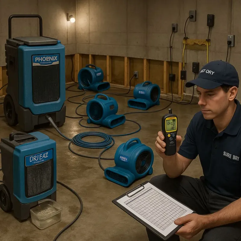 Structural Drying and Dehumidification process in Hodgkins, IL